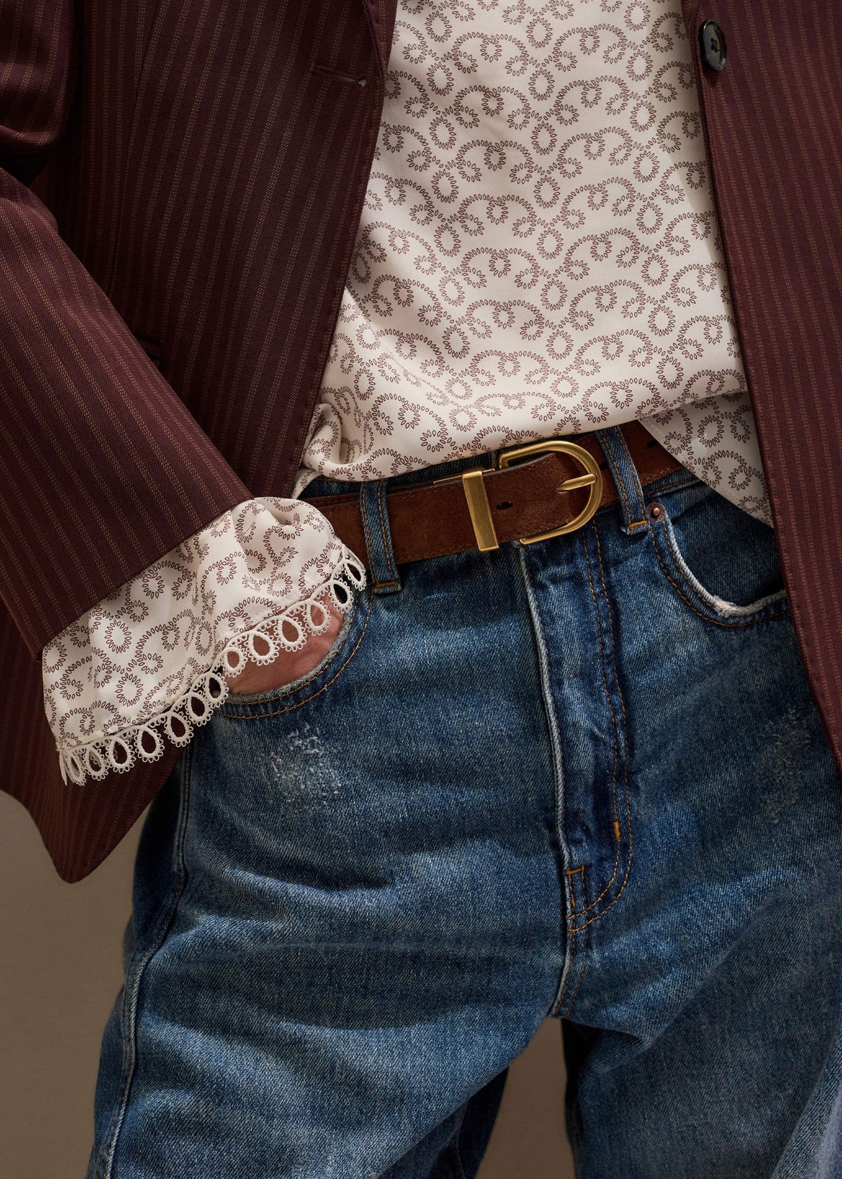 Chestnut Round Buckle Reversible Belt | ME+EM Clothing|Accessories