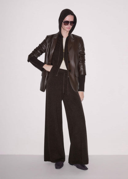 Brown Cashmere Straight Hoodie + Wide-Leg Pant Knitted Co-ord | ME+EM Clothing