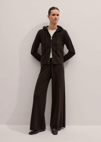 Brown Cashmere Straight Hoodie + Wide-Leg Pant Knitted Co-ord | ME+EM Clothing