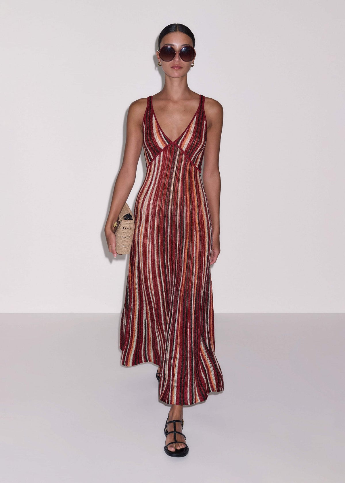 Red Metallic Knit Maxi Dress | ME+EM Clothing
