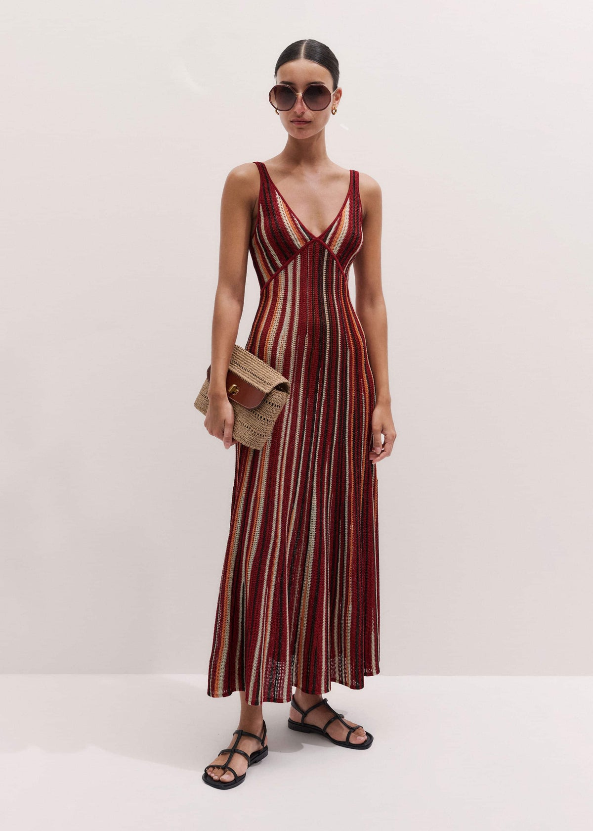 Red Metallic Knit Maxi Dress | ME+EM Clothing