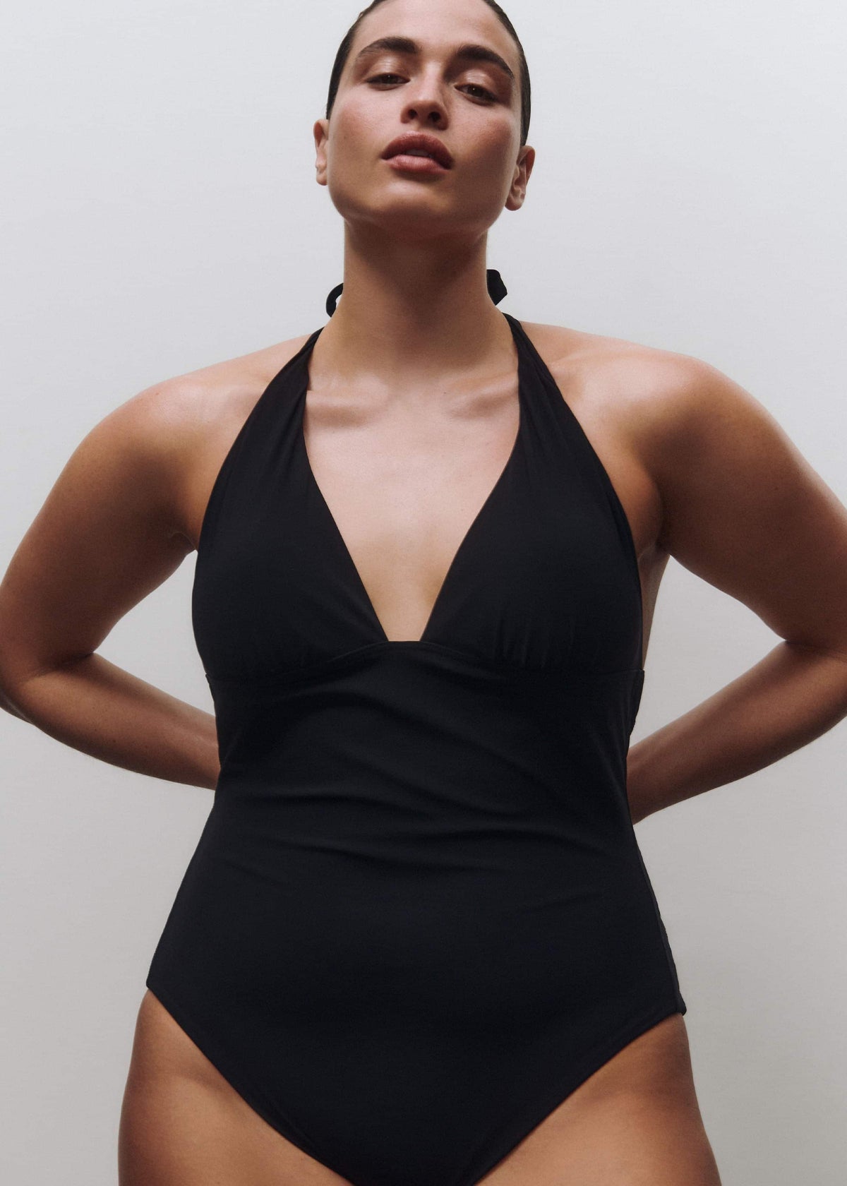 Black Adjustable Halterneck Swimsuit | ME+EM Clothing