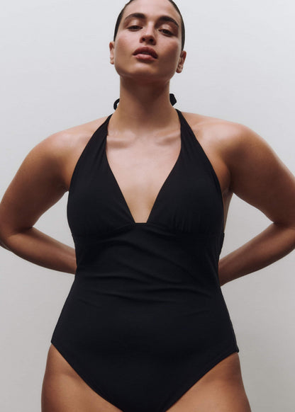 Black Adjustable Halterneck Swimsuit | ME+EM Clothing