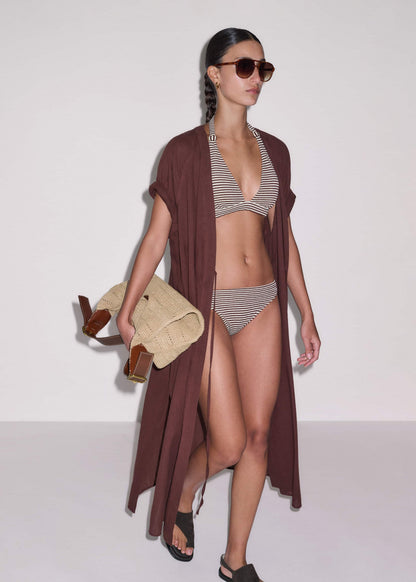 Cinnamon Brown Striped Bikini Bottom | ME+EM Clothing