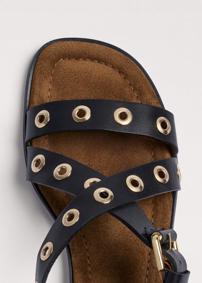 Black Eyelet Stud Sandal | ME+EM Accessories