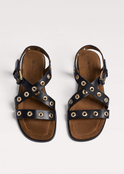 Black Eyelet Stud Sandal | ME+EM Accessories
