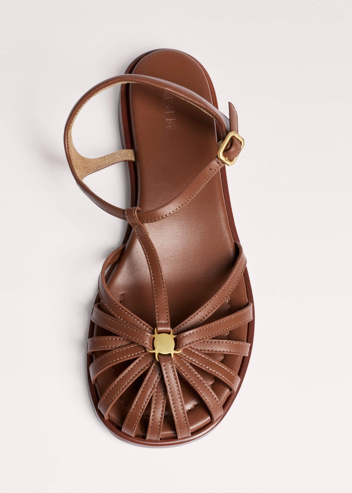 Brown Caged T-Bar Sandal | ME+EM Accessories