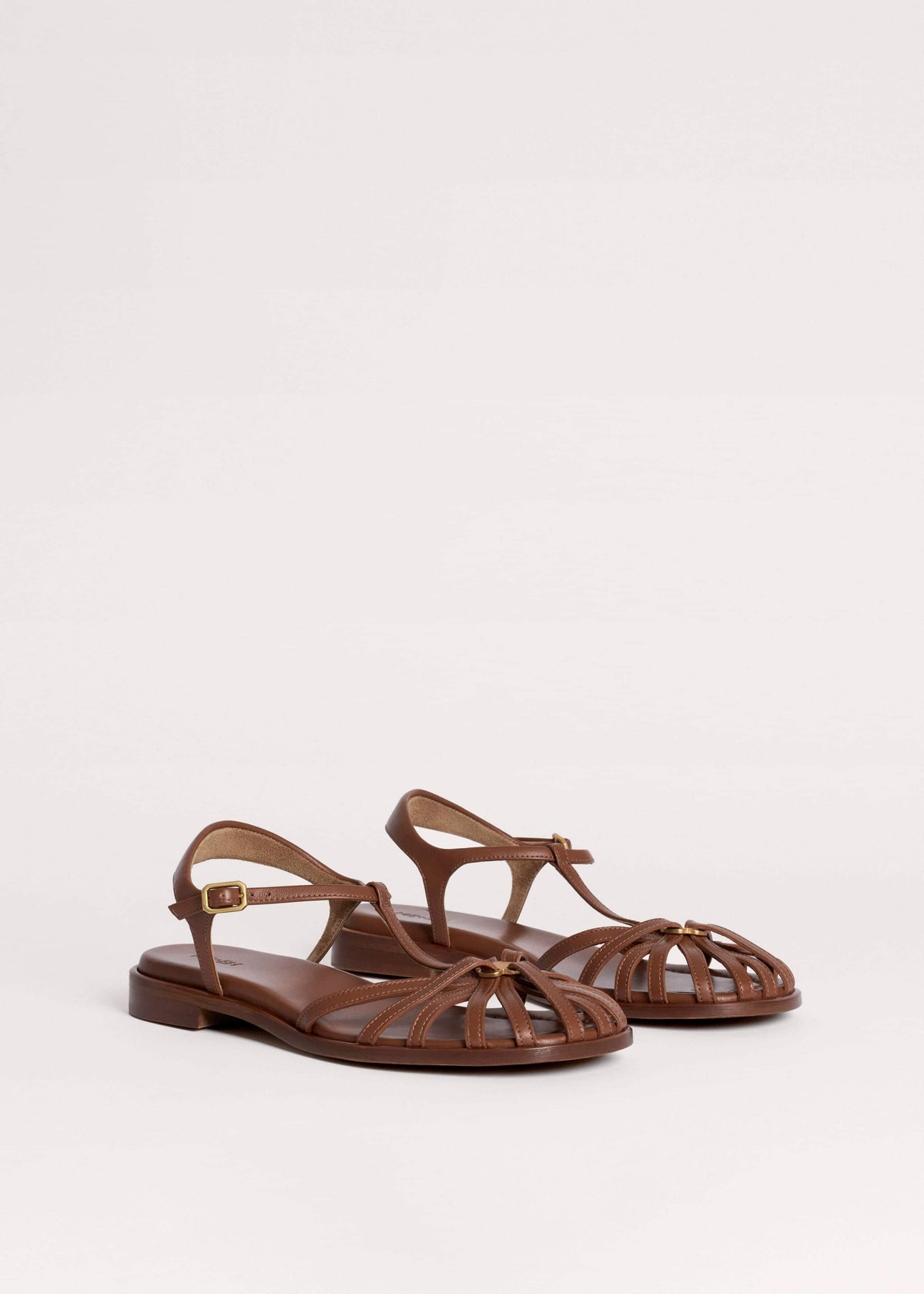 Brown Caged T-Bar Sandal | ME+EM Accessories