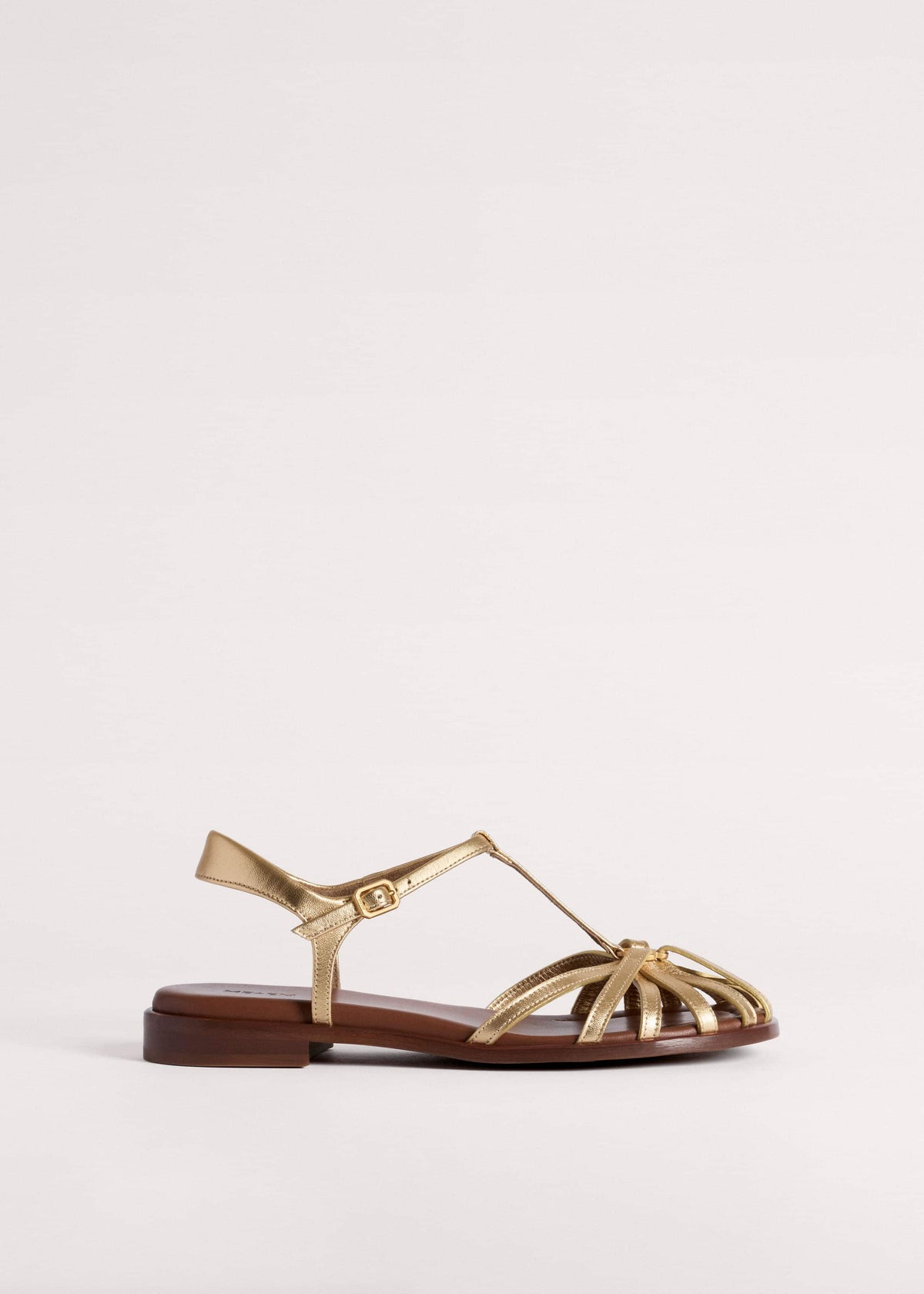 Gold Caged T-Bar Sandal | ME+EM Accessories