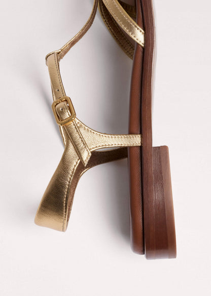 Gold Caged T-Bar Sandal | ME+EM Accessories