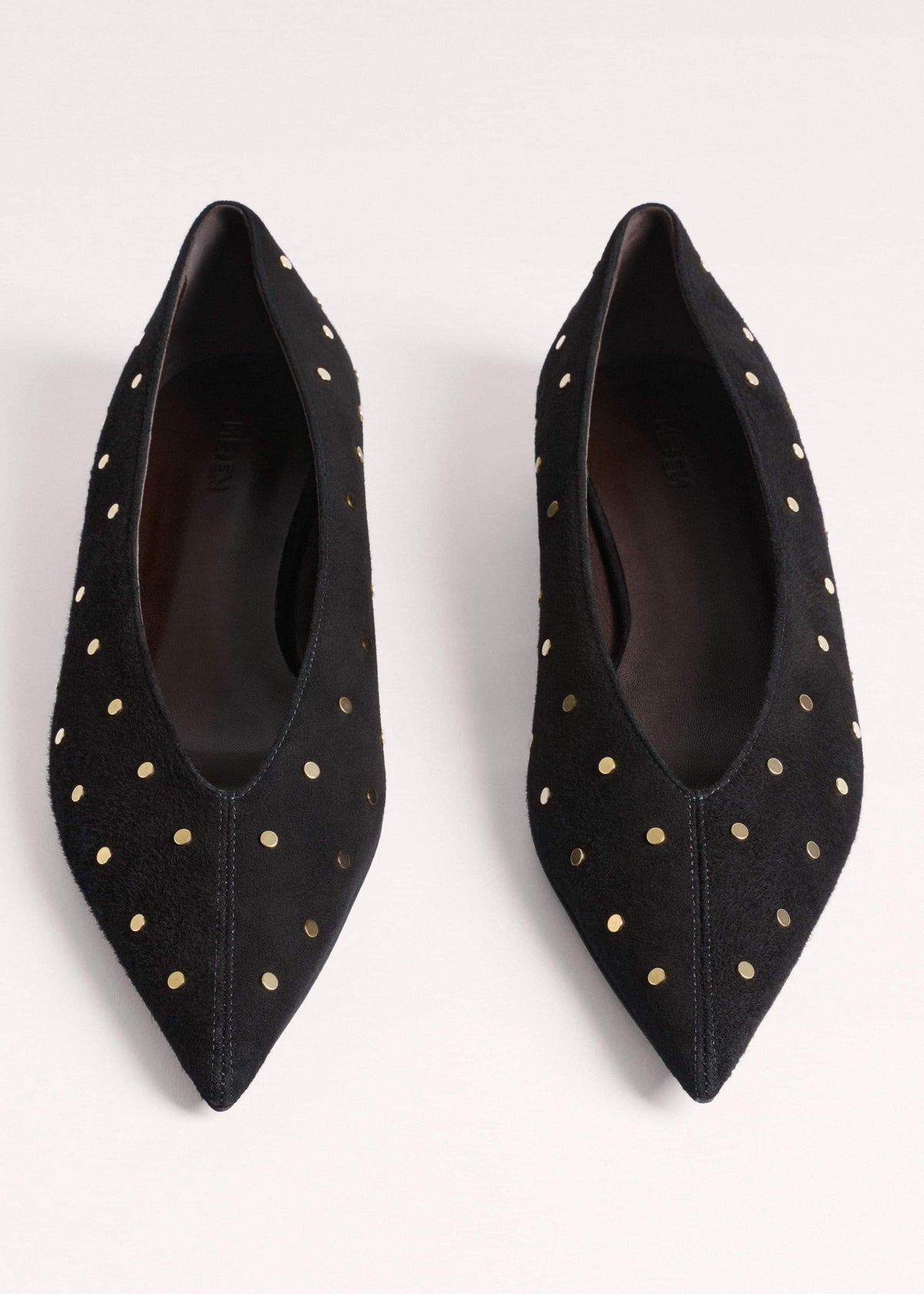 Black Suede Stud Point Flat | ME+EM Accessories