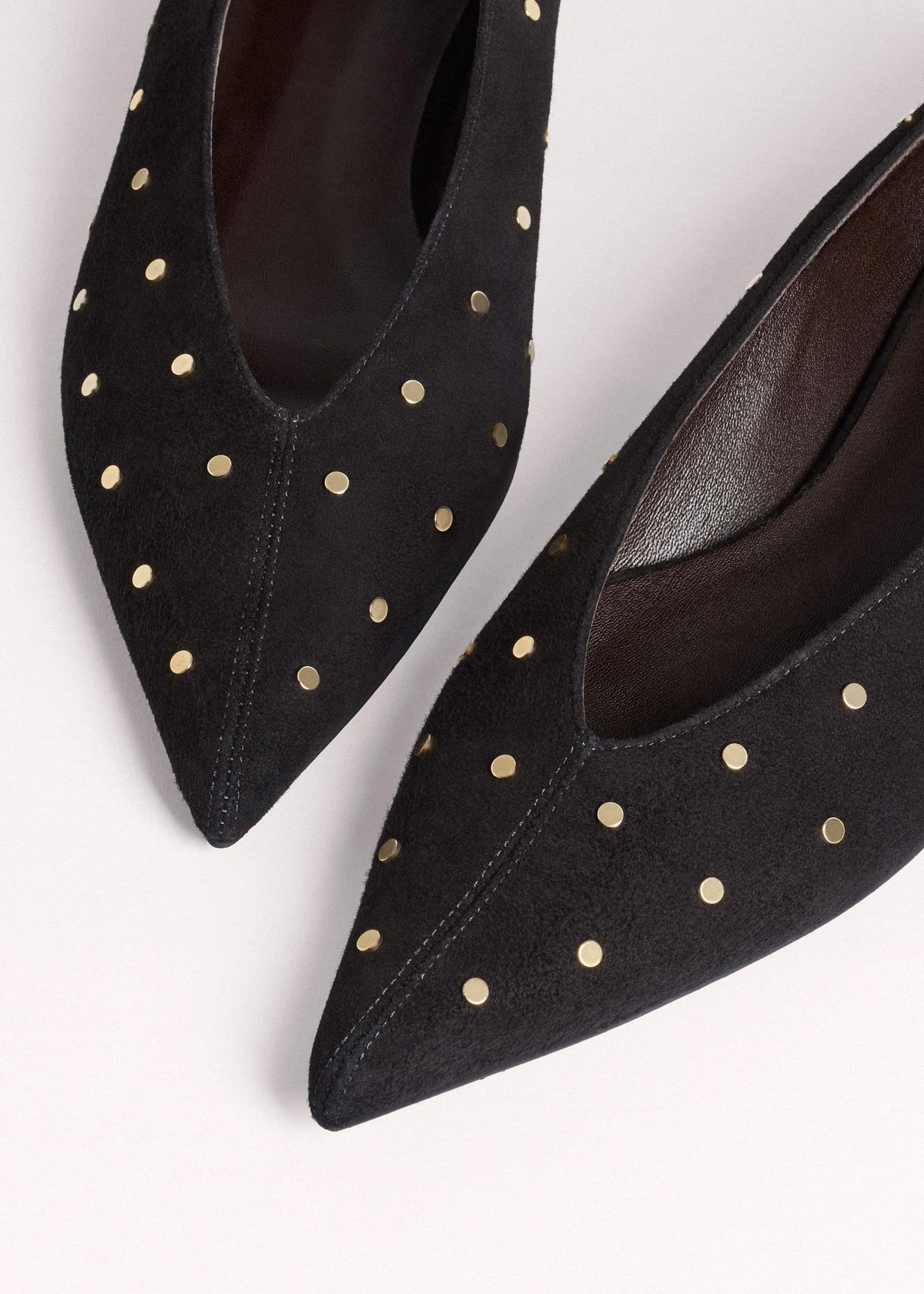 Black Suede Stud Point Flat | ME+EM Accessories
