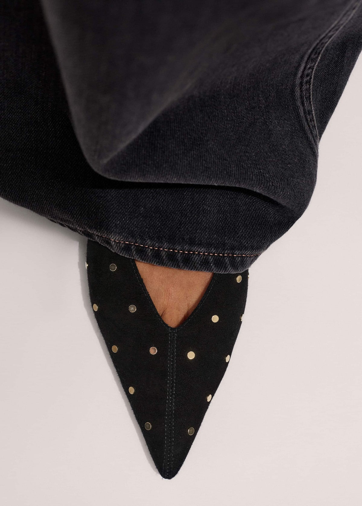 Black Suede Stud Point Flat | ME+EM Accessories