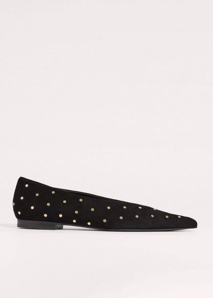 Black Suede Stud Point Flat | ME+EM Accessories
