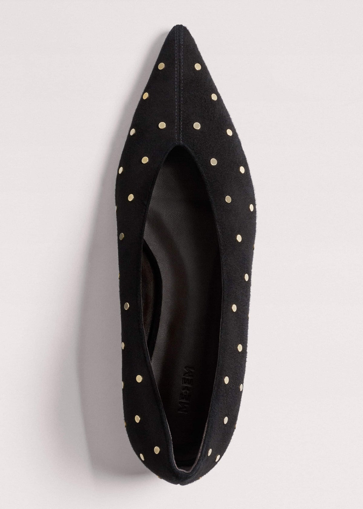 Black Suede Stud Point Flat | ME+EM Accessories