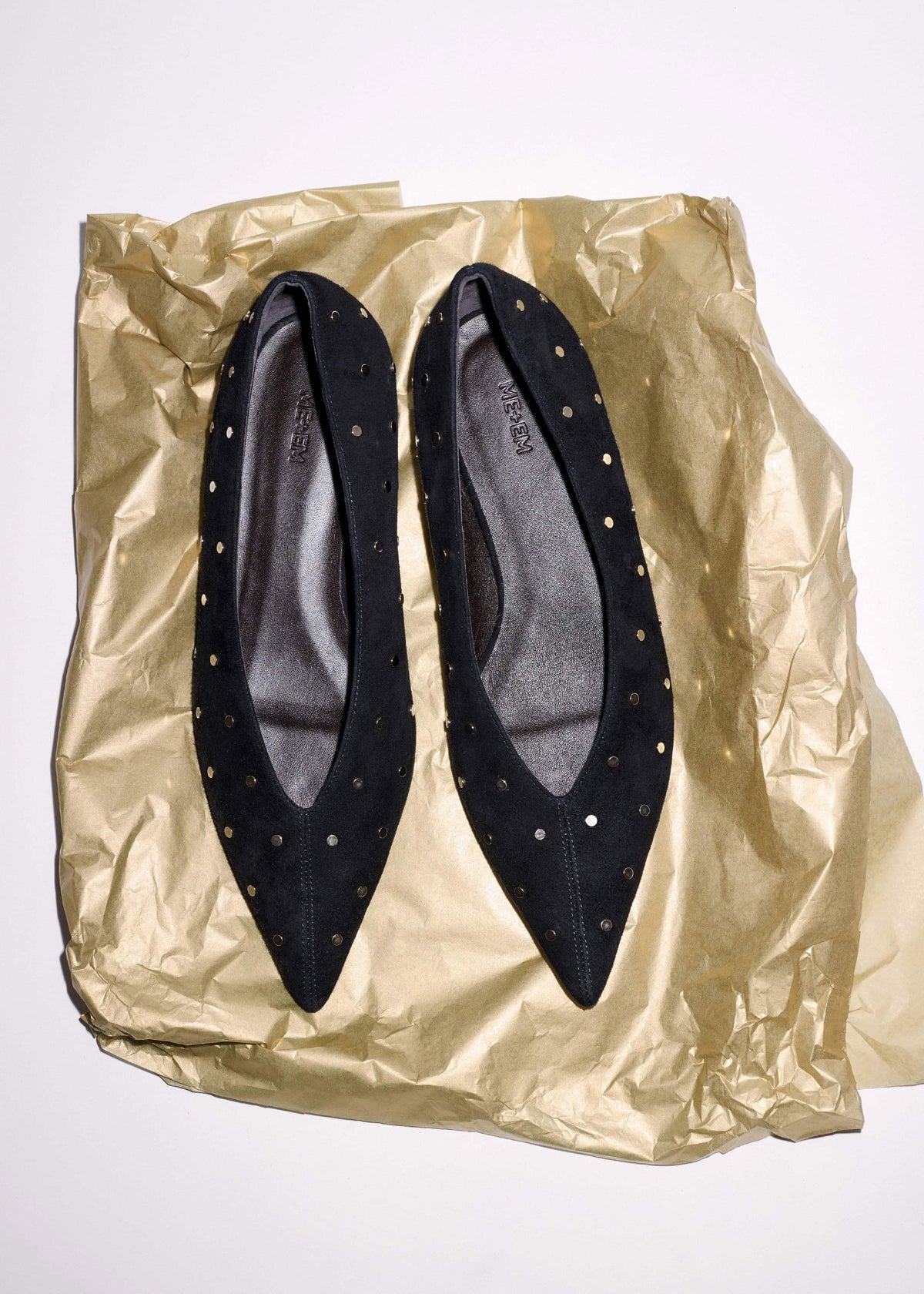 Black Suede Stud Point Flat | ME+EM Accessories