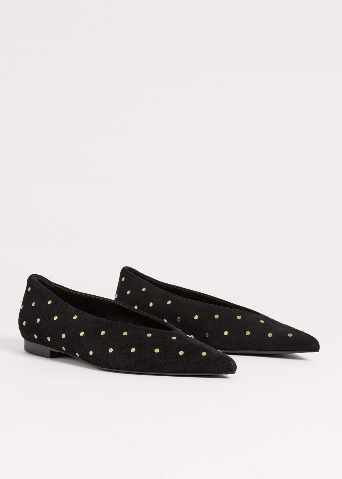 Black Suede Stud Point Flat | ME+EM Accessories