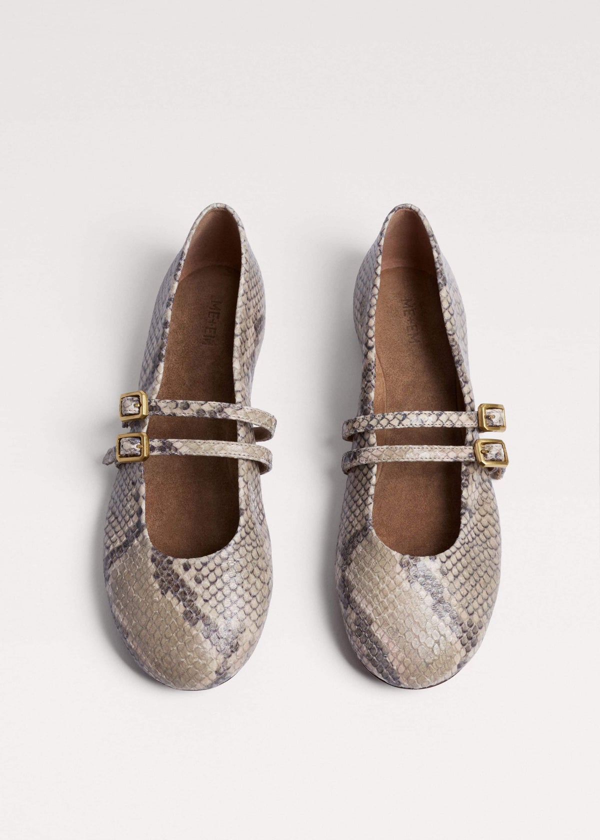 Gray Snake Print Ballet Flat | ME+EM Accessories