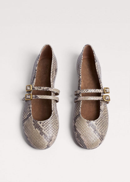 Gray Snake Print Ballet Flat | ME+EM Accessories