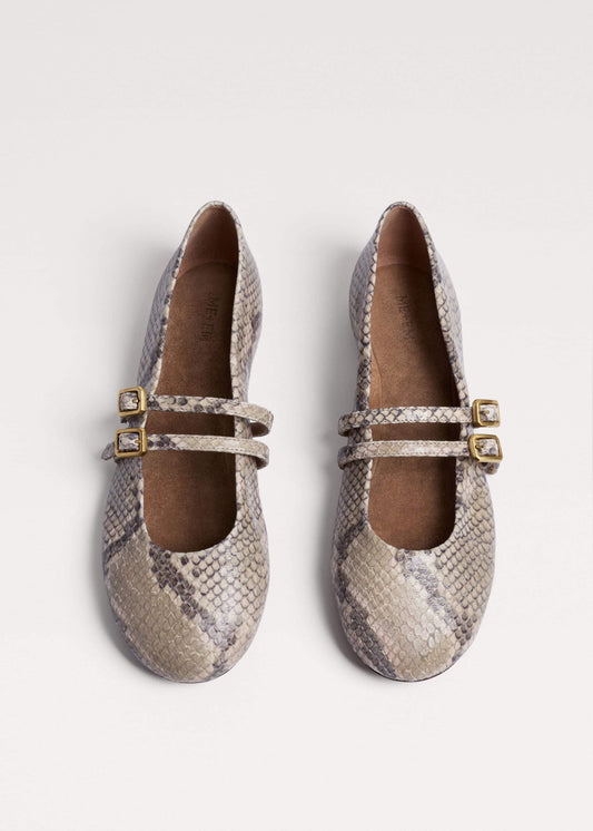 Gray Snake Print Ballet Flat | ME+EM Accessories