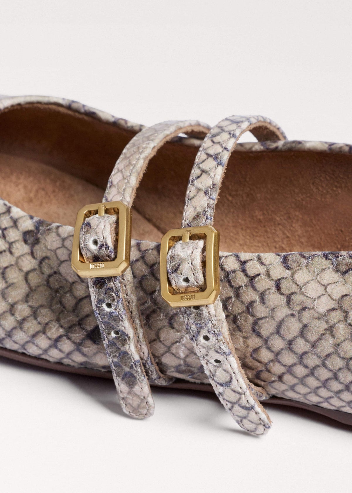 Gray Snake Print Ballet Flat | ME+EM Accessories