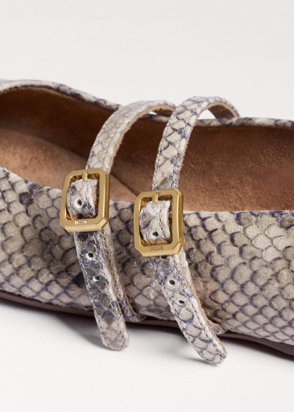 Gray Snake Print Ballet Flat | ME+EM Accessories