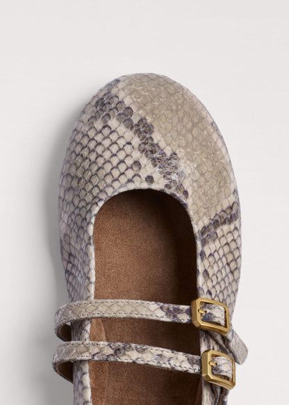 Gray Snake Print Ballet Flat | ME+EM Accessories