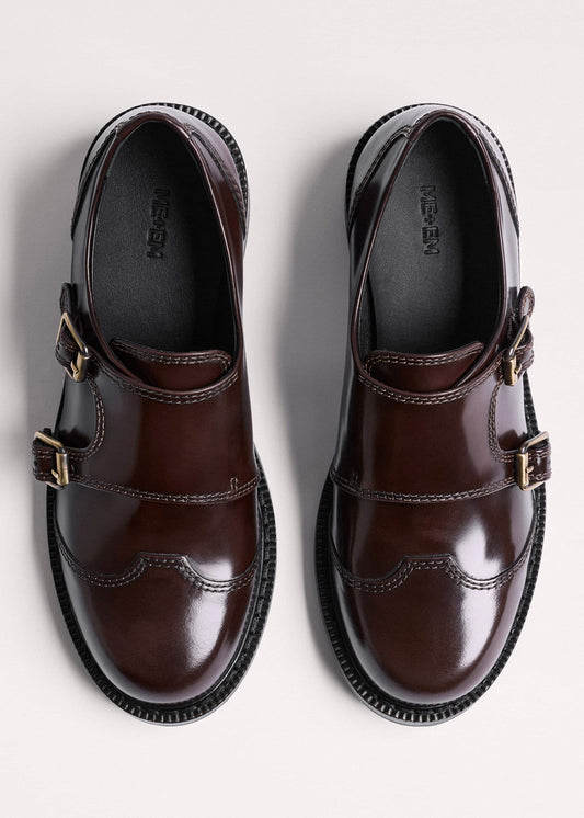 Brown Leather Double Buckle Shoe | ME+EM Accessories