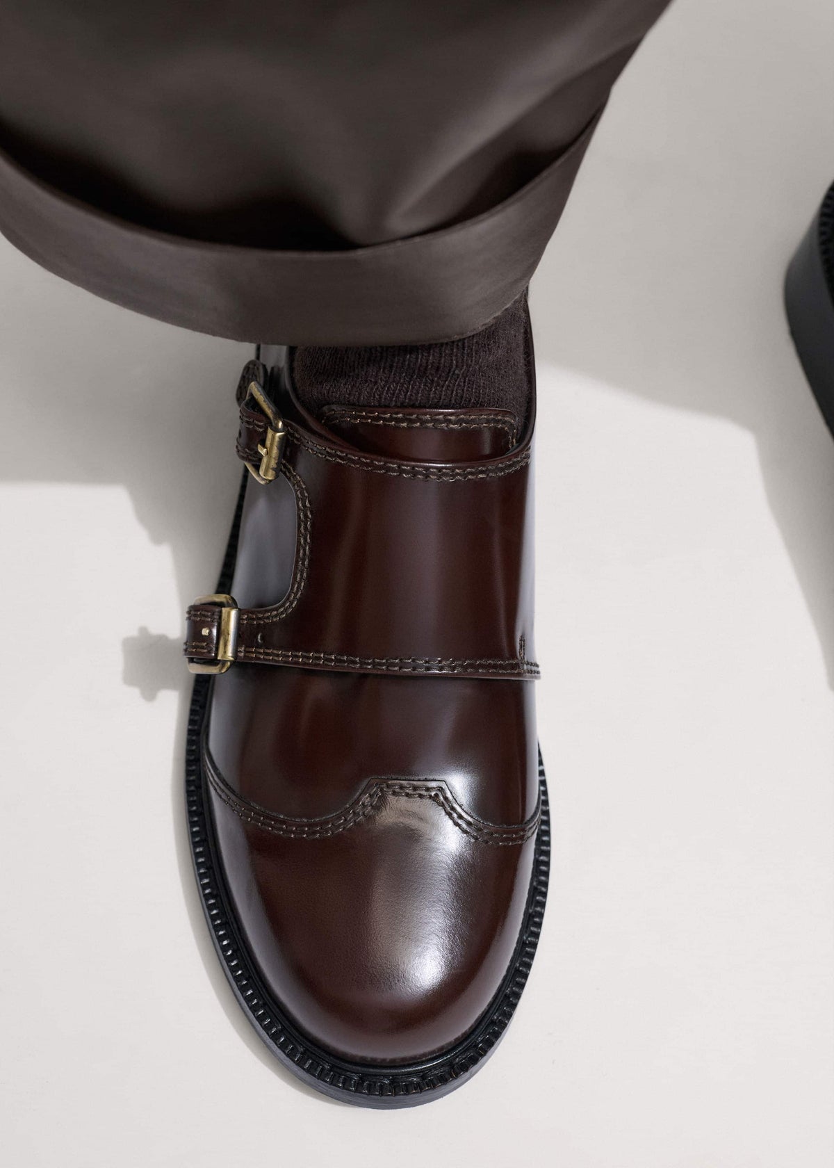 Brown Leather Double Buckle Shoe | ME+EM Accessories