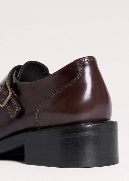 Brown Leather Double Buckle Shoe | ME+EM Accessories