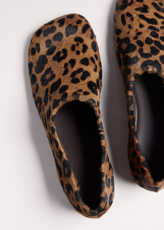 Dark Brown Leopard Print Asymmetric Slipper | ME+EM Accessories