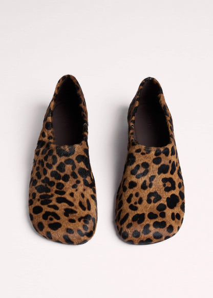 Dark Brown Leopard Print Asymmetric Slipper | ME+EM Accessories