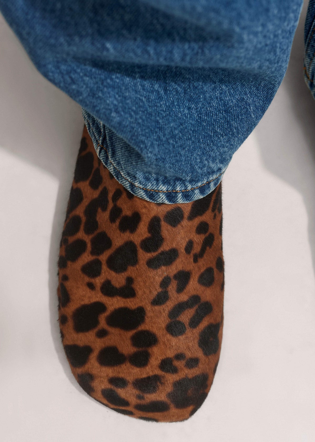 Dark Brown Leopard Print Asymmetric Slipper | ME+EM Accessories