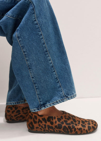 Dark Brown Leopard Print Asymmetric Slipper | ME+EM Accessories