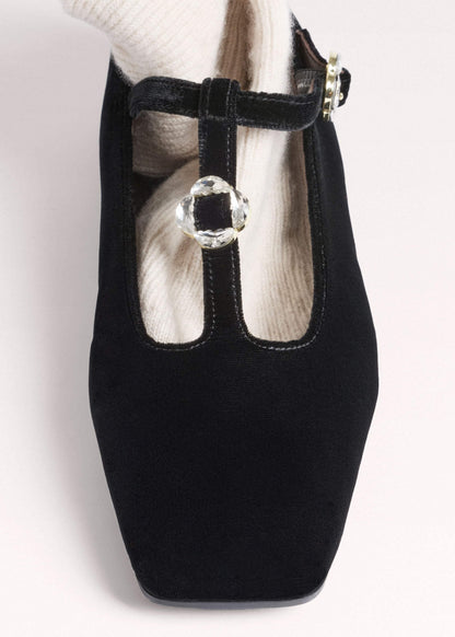 Black Square Toe T-Bar Flat | ME+EM Accessories