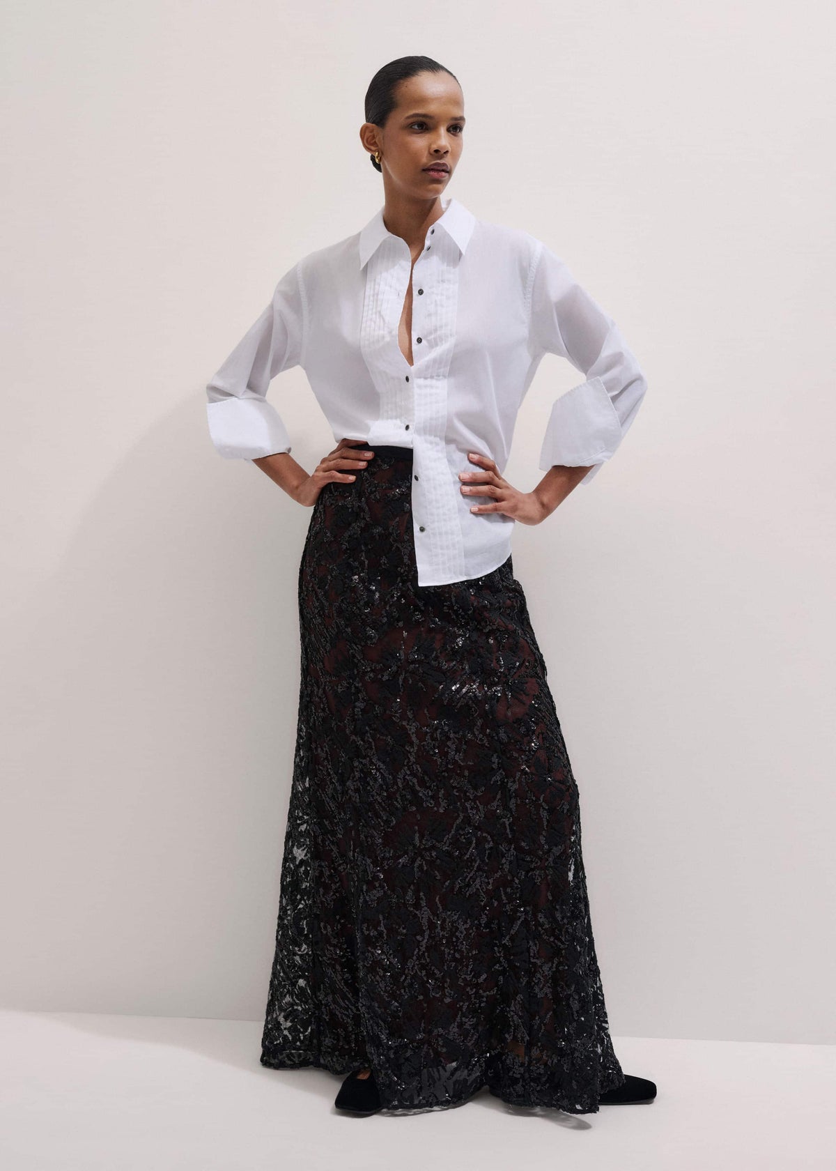 Black Square Toe T-Bar Flat | ME+EM Accessories