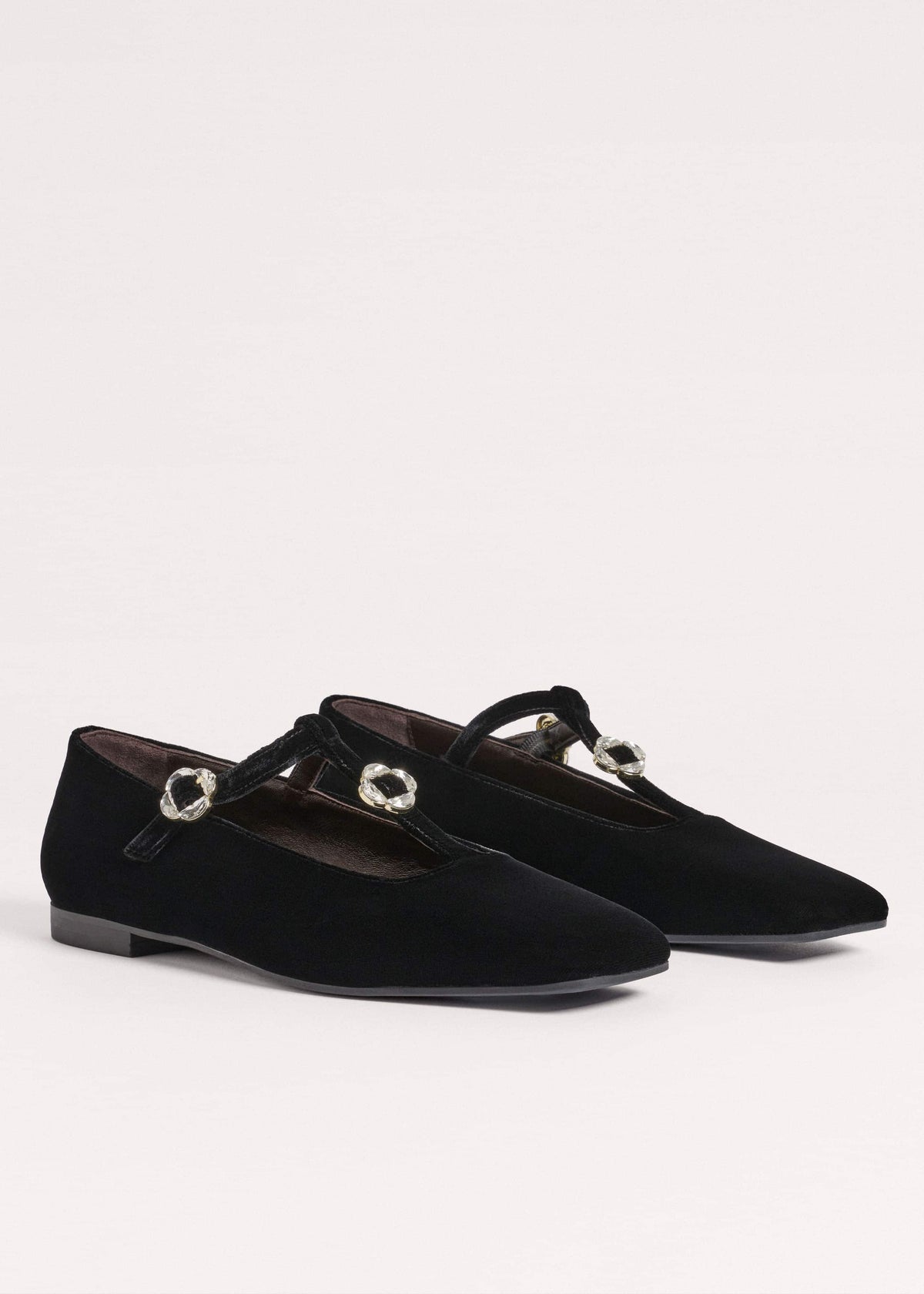 Black Square Toe T-Bar Flat | ME+EM Accessories