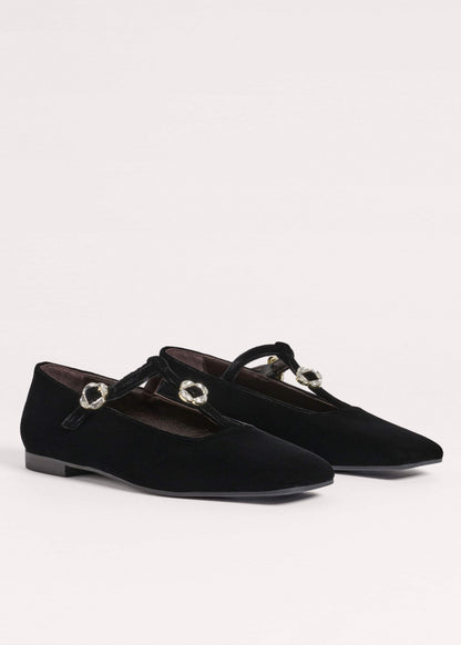 Black Square Toe T-Bar Flat | ME+EM Accessories