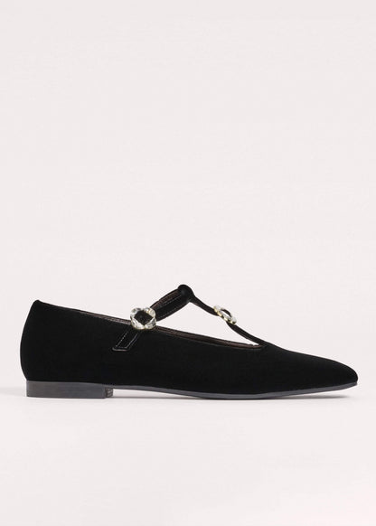 Black Square Toe T-Bar Flat | ME+EM Accessories