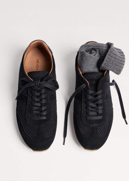 Black Mesh Retro Runner Sneaker | ME+EM Accessories