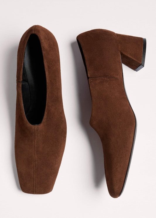 Brown High Front Block Heel | ME+EM Accessories