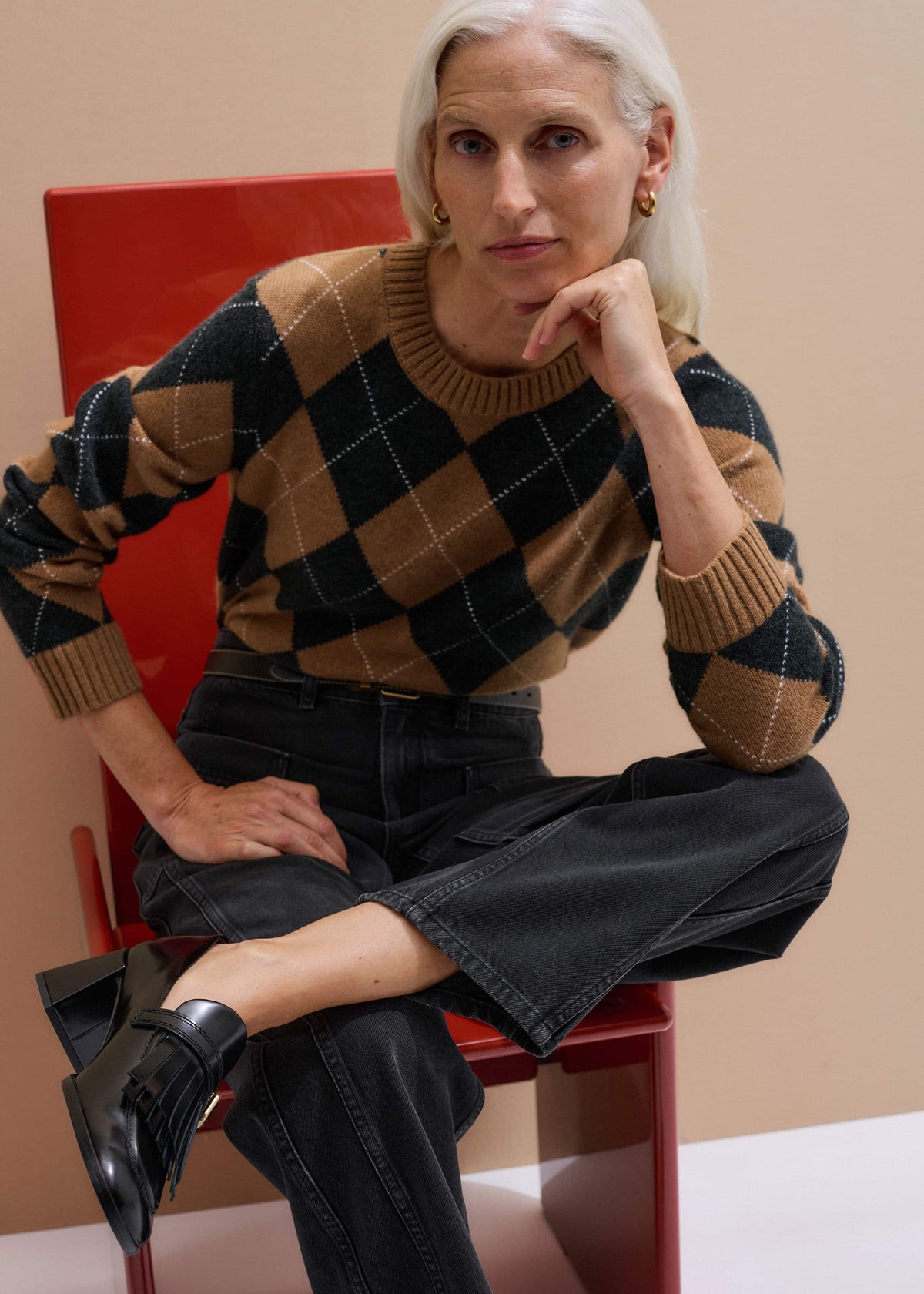 Black Fringe Block Heel Loafer | ME+EM Accessories