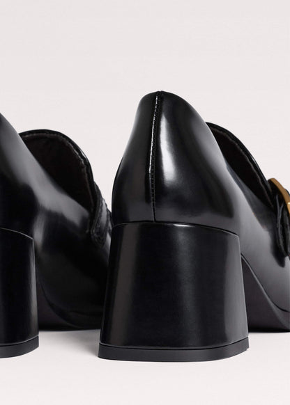 Black Fringe Block Heel Loafer | ME+EM Accessories