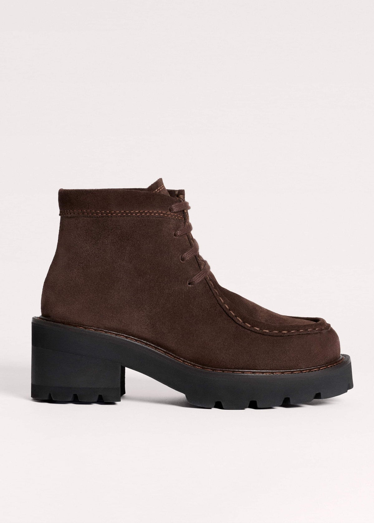 Brown Chunky Lace Up Ankle Boot | ME+EM Accessories