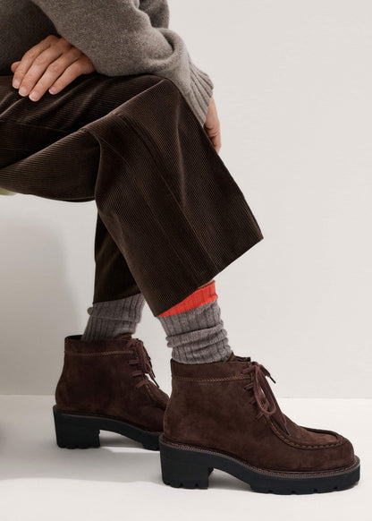 Brown Chunky Lace Up Ankle Boot | ME+EM Accessories