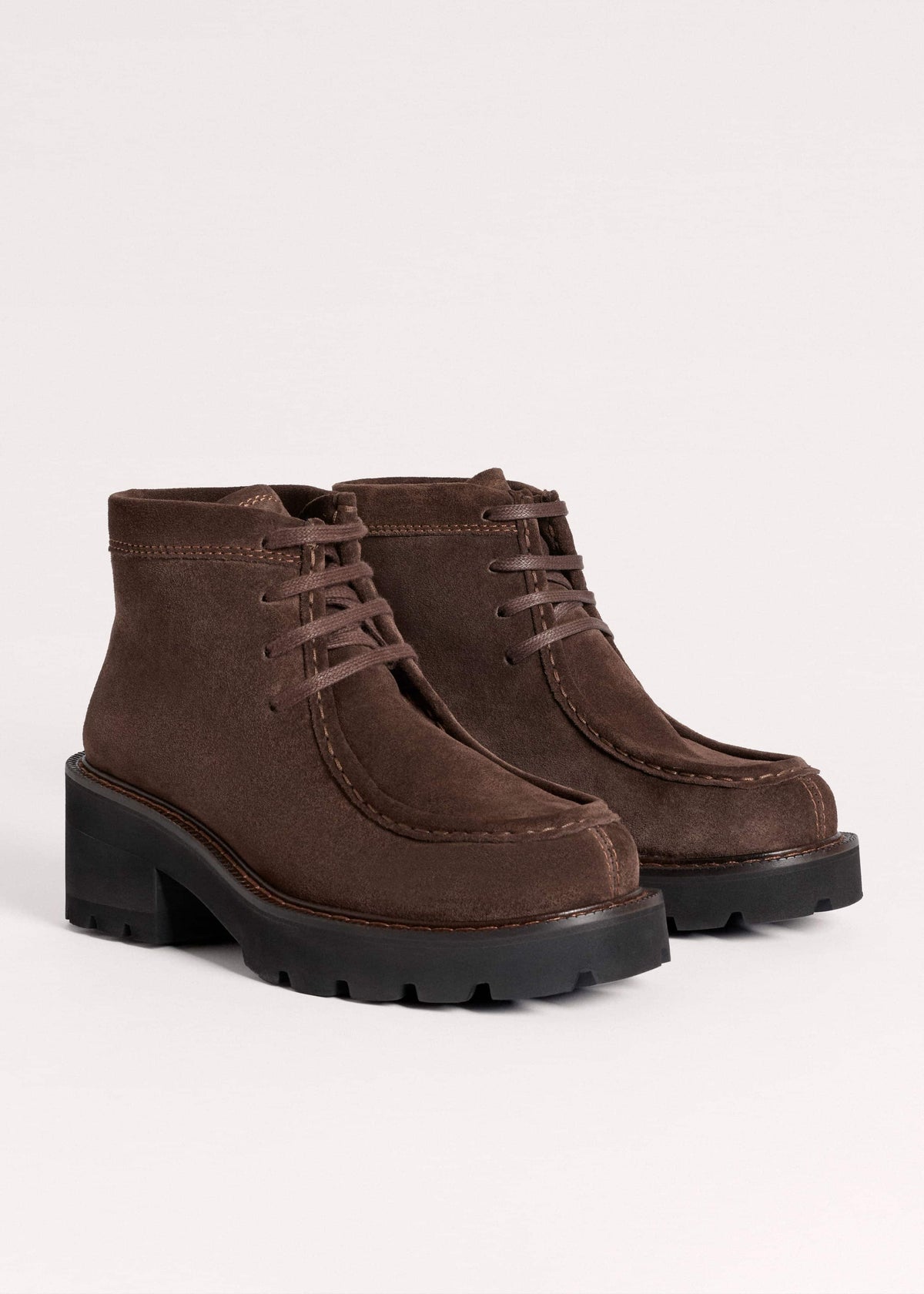 Brown Chunky Lace Up Ankle Boot | ME+EM Accessories
