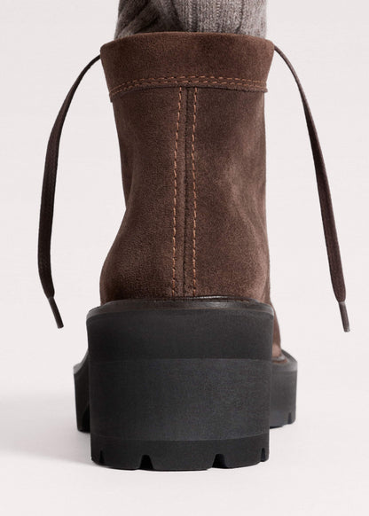 Brown Chunky Lace Up Ankle Boot | ME+EM Accessories