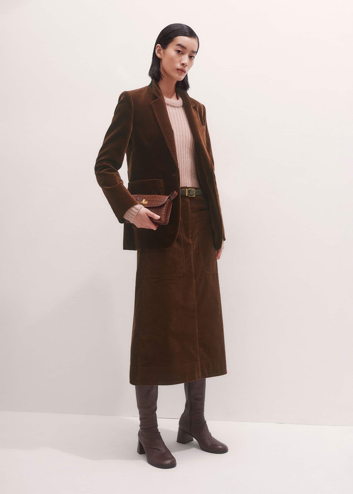 Brown Knee-High Stretch Boot | ME+EM Accessories