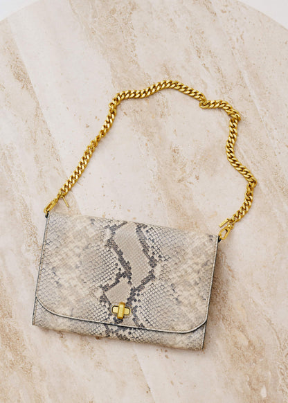 Gray Snake Print Clutch Bag | ME+EM Accessories