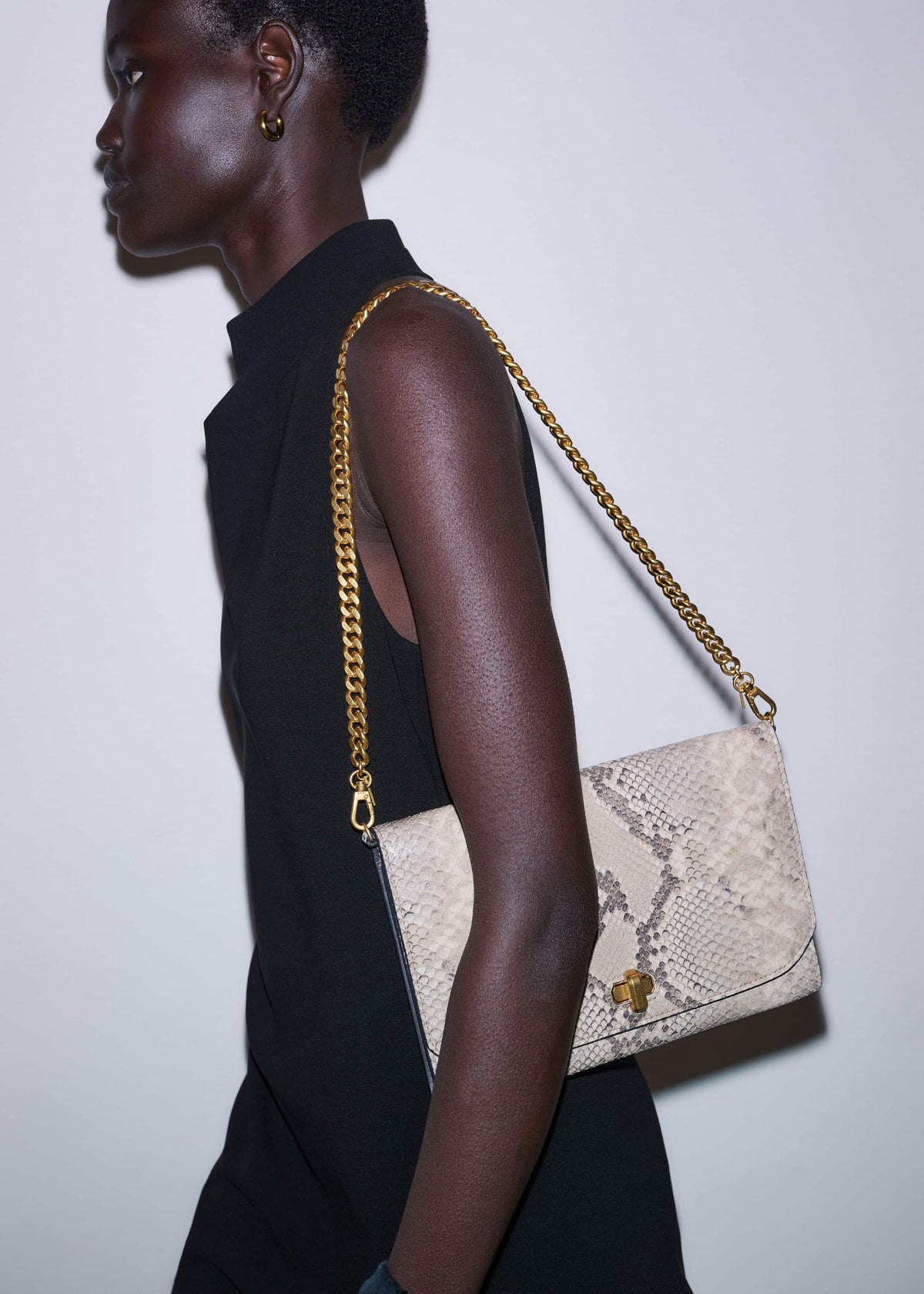 Gray Snake Print Clutch Bag | ME+EM Accessories